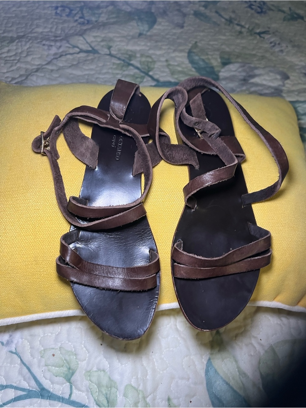 da Costanzo Italian Leather Brown Strappy Women's Sandals- Made in Italy